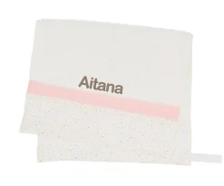 Toalla Guardería Rainbow Dots Rosa Personalizable