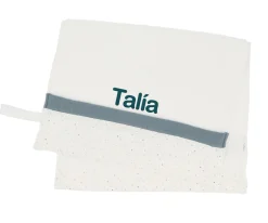 Toalla Guardería Rainbow Dots Azul Personalizable