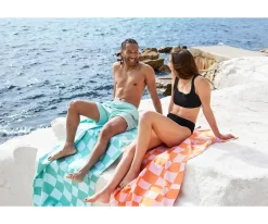 Toalla Playa Extra Large Microfibra Summer Check Naranja Personalizable