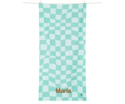 Toalla Playa Extra Large Microfibra Summer Check Verde Personalizable