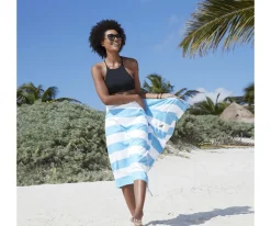 Toalla Playa Large Microfibra Cabana Azul Pastel Personalizable