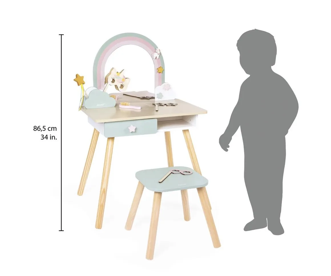 Tocador Unicornio de Madera y Accesorios