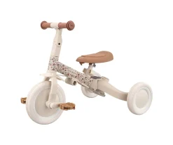 Triciclo con Barra 4 en 1 Blanco Flores