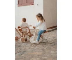 Triciclo con Barra 4 en 1 Blanco Flores