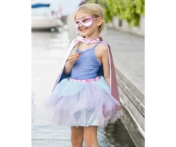 Tutú, Capa y Máscara Super-Duper Metallic Pink/Light Blue 4-6 años