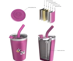 Vaso Termo Hermético con Pajita TEMP Tumbler Vaca Purple