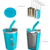 Vaso Termo Hermético con Pajita TEMP Tumbler Jirafa Turquoise
