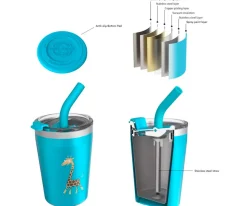 Vaso Termo Hermético con Pajita TEMP Tumbler Jirafa Turquoise